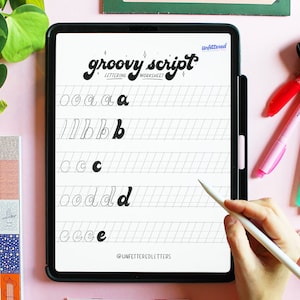 Groovy Script Lettering Workbook | Arkusze ćwiczeń do ręcznego pisania | Pobieranie cyfrowe