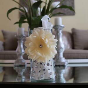 Cream rose blossom tissue vase