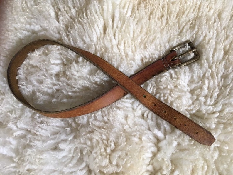 Vintage Handmade Leather Belt Size 26 Children belt kid belt harness leather thick leather handmade brass buckle leatherwork antique