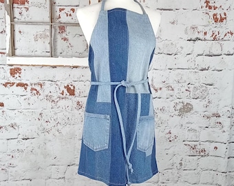 Delantal multiusos de mezclilla, hecho con jeans reciclados, duradero, regalo para artistas/carpinteros.