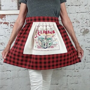 University of Alabama Apron, Upcycled Buffalo Plaid, Fan Gift