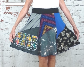 Falda camiseta de Star Wars: ropa de fandom, reciclada, talla M de mujer, cintura de yoga.