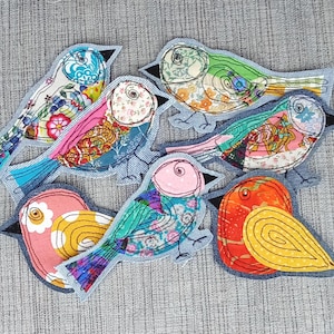 Boho Bird Patch: Handmade Upcycled Fabric Applique, sew on