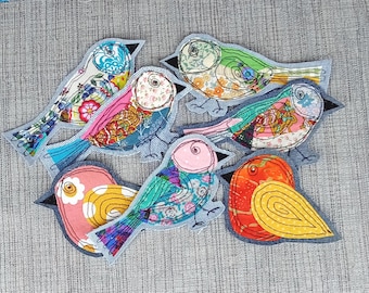 Boho Bird Patch: Handmade Upcycled Fabric Applique, sew on