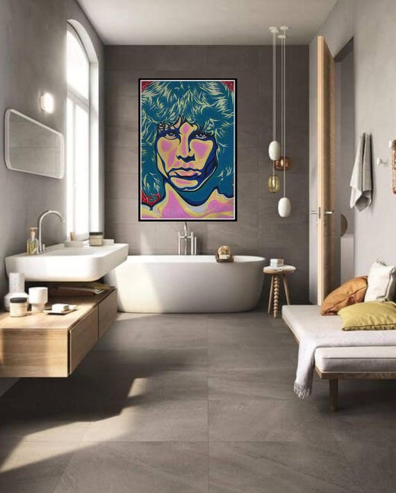 Reyaz Nadi Jim Morrison Jim Morningson Acryl Auf Leinwand 48 X 32 Gerahmt