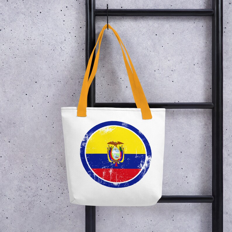 Circle Flag Shoulder Bag Ecuador Tote Bag Distressed Flag Handbag