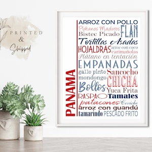 Affiche Panama Food signe | Plats traditionnels panaméens | Plusieurs tailles et couleurs | Impression sur papier mat sans cadre