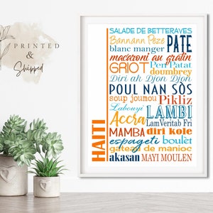 Haiti Food-Zeichen Poster | Traditionelle haitianische Gerichte | Mehrere Größen und Farben | Ungerahmt matt Papierdruck