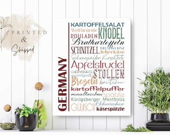 Germany Food Sign Canvas | Traditional German Dishes | Multiple Sizes and Colors | Gallery Wrapped Canvas Print