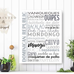 Dominican Republic Food Sign Canvas, Traditional Dominican Dishes, Food Art, Gift for Mom, Dining-Room Art