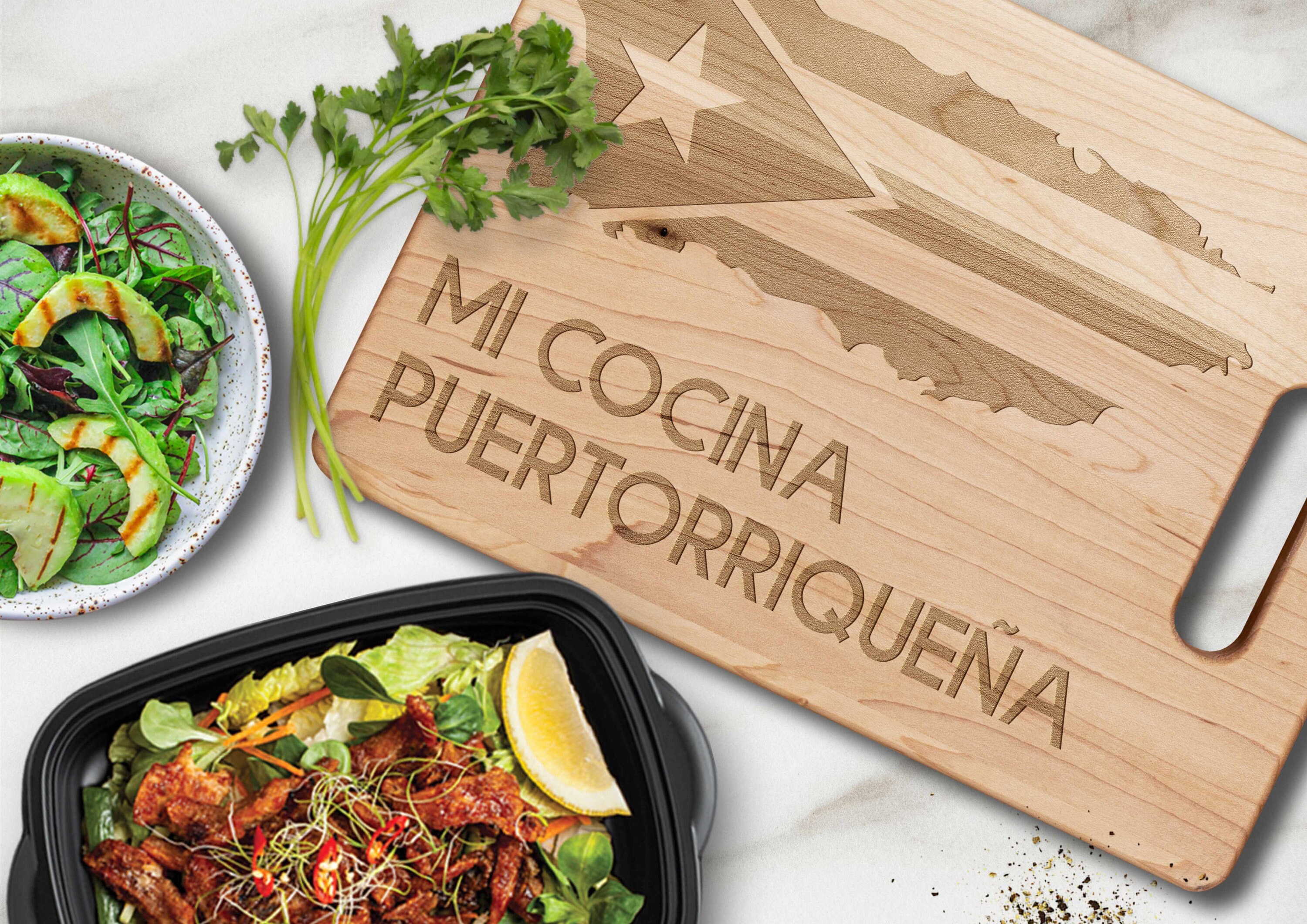 Mi Cocina Puertorriqueña Laser Engraved Maple Cutting Board Puerto Rico  Island Silhouette Flag Multiple Sizes 