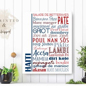 Haiti Food Sign Canvas, Traditional Haitian Dishes, Food Art, Gift for Mom, Dining-Room Art