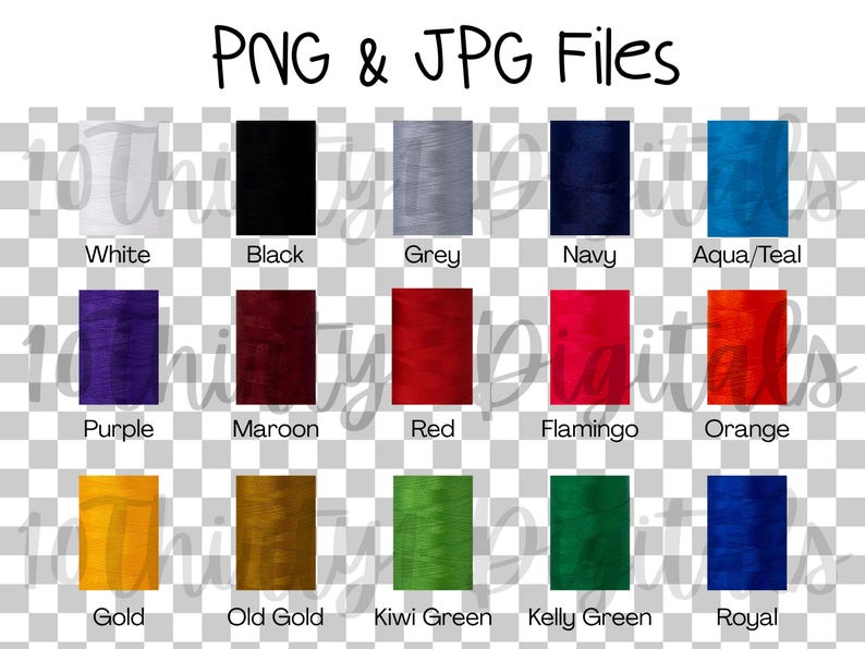 Embroidery Thread Color Chart for Print on Demand Shops: Digital ...