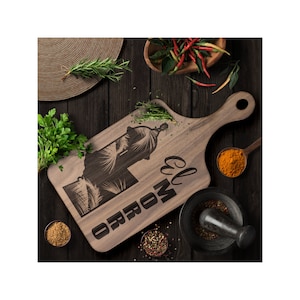 Abstract El Morro Cutting Board, Engraved Kitchen Gifts, Chopping Board, Charcuterie Board with Handle, Maple or Walnut Boards