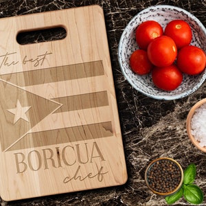 Puerto Rico Flag Chopping Board, Engraved Cutting Boards, Charcuterie Board, Kitchen Gifts, Home Chef, Puerto Rico Gift