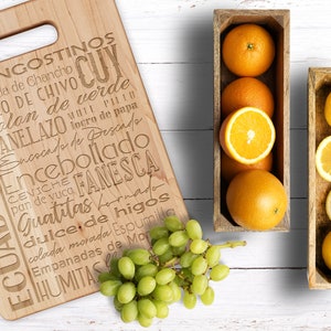 Ecuadorian Cutting Board, Food Sign, Engraved Kitchen Gifts, Paddle Cutting Board, Charcuterie Board with Handle, Kitchen Decor