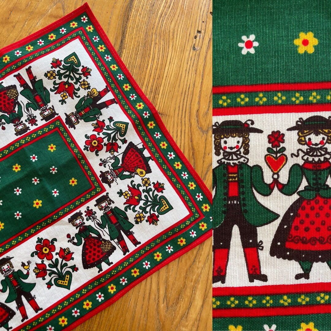 Kitsch German Vintage German Folk Table Runner // Centre Dutch Scandi Tulip Kitsch ...