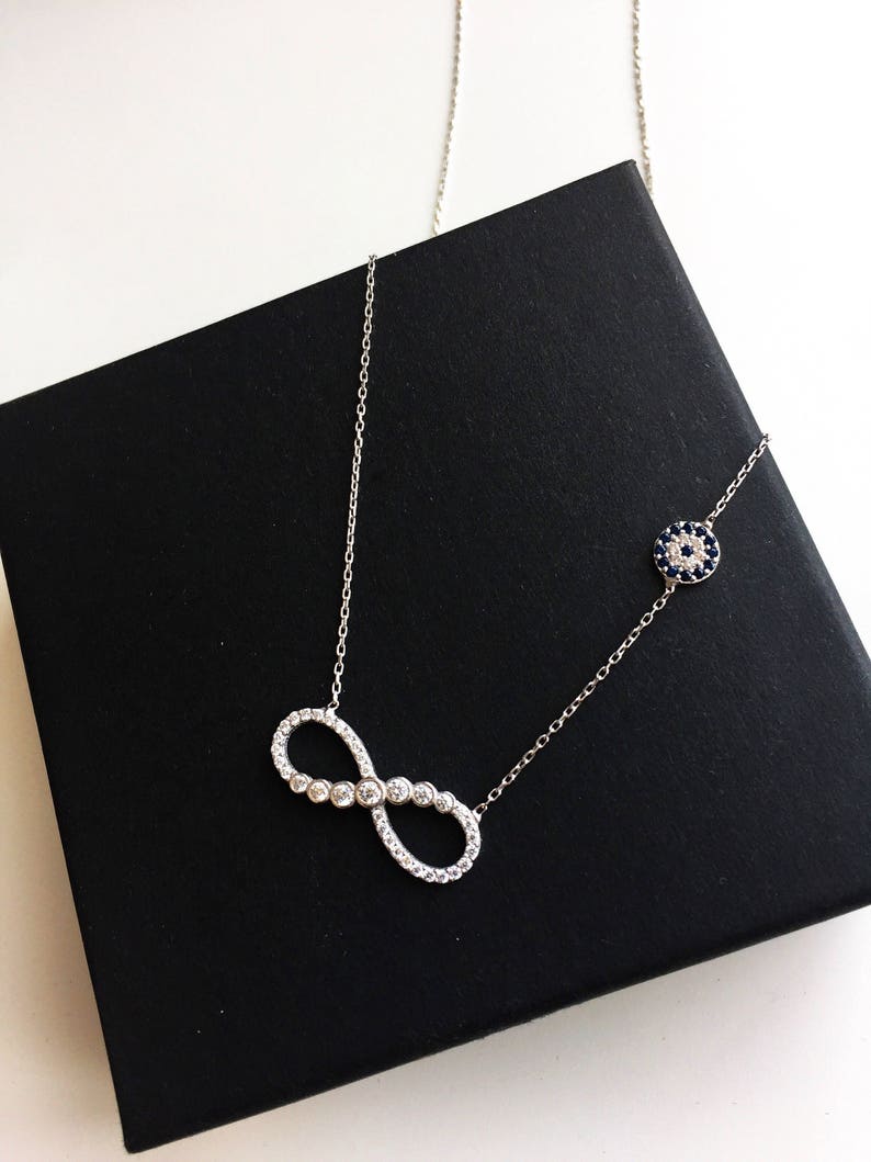 Petit Flower Mom Friendship Birthday Gift Infinity,Minimal Sister Evil Eye Jewelry Dainty Jewelry