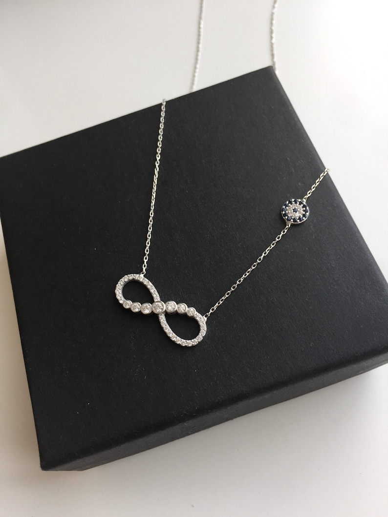 Petit Flower Mom Friendship Birthday Gift Infinity,Minimal Sister Evil Eye Jewelry Dainty Jewelry