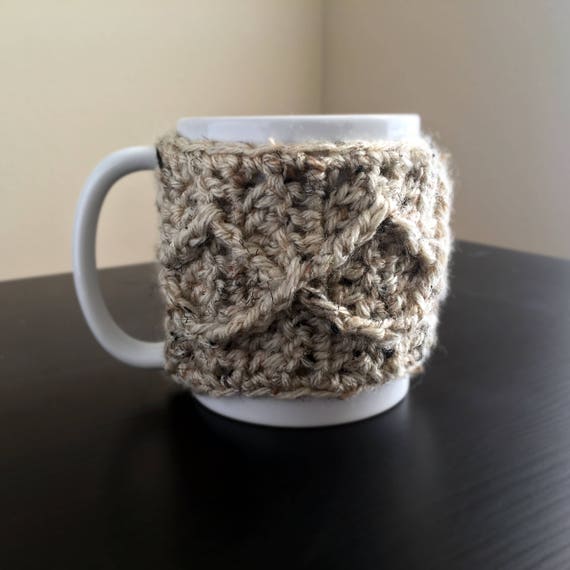 Handmade Crochet Mug Cozy: Oatmeal Diamond Pattern