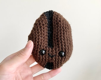 Coffee Bean Amigurumi, Kawaii Crochet Plushie, Handmade Finished Product