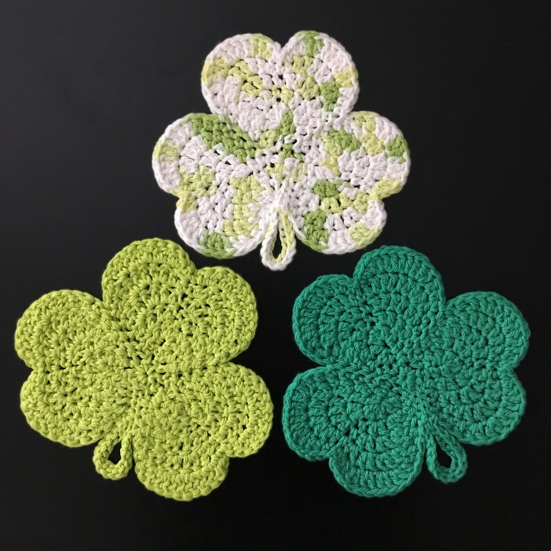 Crochet Shamrock Potholder Handmade Cotton Dishcloth Hot Etsy