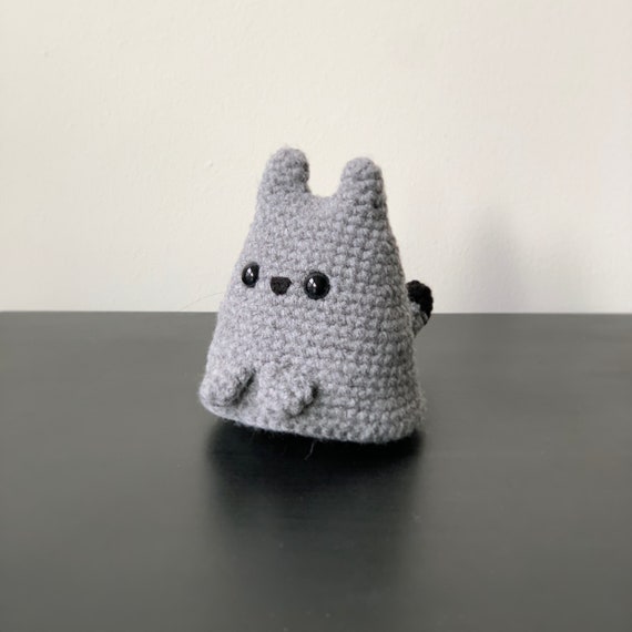 Kitty Amigurumi, Striped Cat Crochet Plushie, Grey and Black, Handmade Finished Product