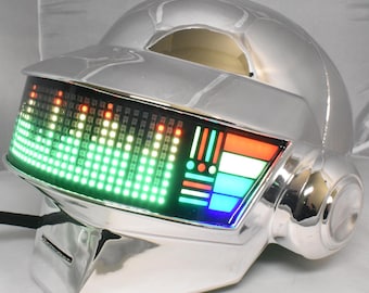Robot DJ Helmet - 41 x 10 RGB Matrix w/Bluetooth Control, Custom Animations on SD Card