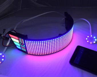 RGB Matrix Kit for  Helmet Robot DJ  2" x 8" Custom Animations, Bluetooth App Control, 41 x 10 LEDs