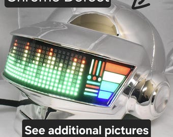 Robot DJ Helmet - *Chrome Defect* - 41 x 10 RGB Matrix w/Bluetooth Control
