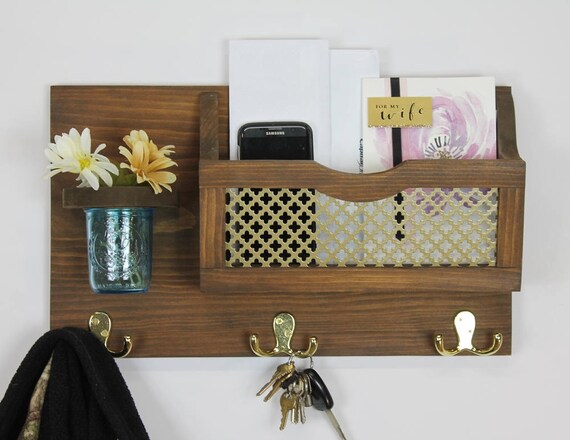 Entryway Organizer With Floral Vase Mail Organizer Coat Etsy