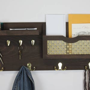 Entryway Organizer, Mail Organizer, Wood Shelf, Key Holder, Coat Rack, Mail Holder