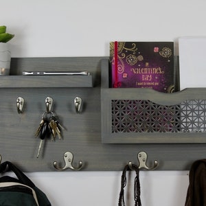Entryway Organizer Mail Organizer Wood Shelf Key Holder Coat