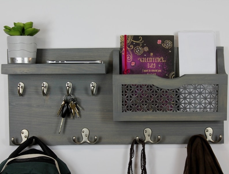 Entryway Organizer, Mail Organizer, Wood Shelf, Key Holder, Coat Rack, Mail Holder, Mail Storage, Entryway Organize 