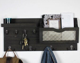 Entryway Organizer, Mail Organizer, Wood Shelf, Key Holder, Coat Rack, Mail Holder, Mail Storage, Entryway Organize