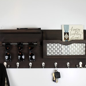 Entryway Organizer, Sunglass Holder Mail Organizer, Wood Shelf, Key Holder, Coat Rack, Mail Holder, Mail Storage, Entryway Organize