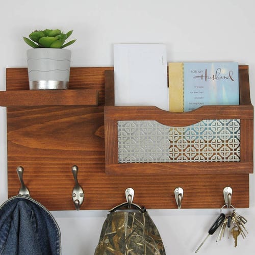 Entryway Organizer Mail Organizer Key Holder Coat Rack Etsy