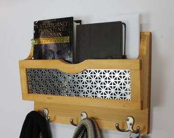 Entryway Organizer, Mail Organizer, Wood Shelf, Key Holder, Coat Rack, Mail Holder