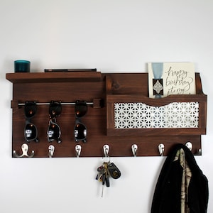 Entryway Organizer, Sunglass Holder Mail Organizer, Wood Shelf, Key Holder, Coat Rack, Mail Holder, Mail Storage, Entryway Organize