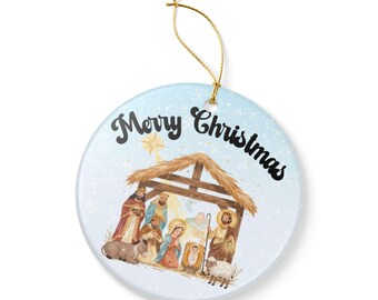 Nativity Scene Ceramic Ornament | Merry Christmas Decoration