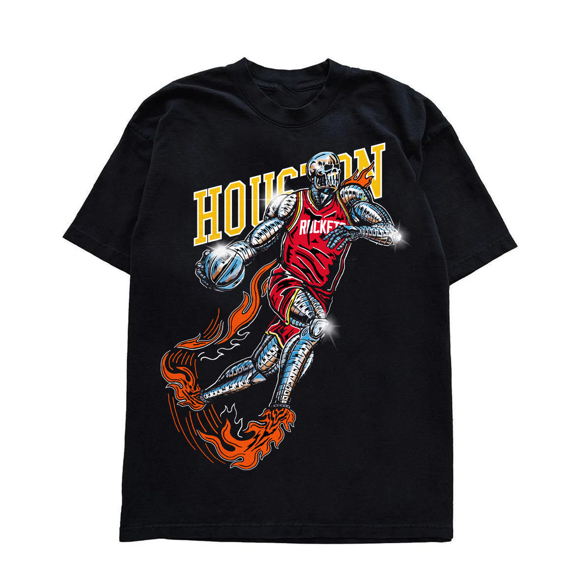 Gildan NBA HOUSTON ROCKETS Men's Light the Fuse Red Graphic T Shirt - Size L