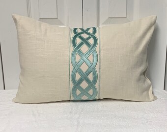 Pillow Covers, RECTANGLE In BEIGE, with a Touch of GREEN