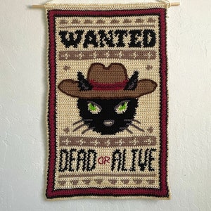 Wanted Kitty Crochet Tapestry Pattern / Wall Hanging / Wall Art / Instant Download / Decor / Cats