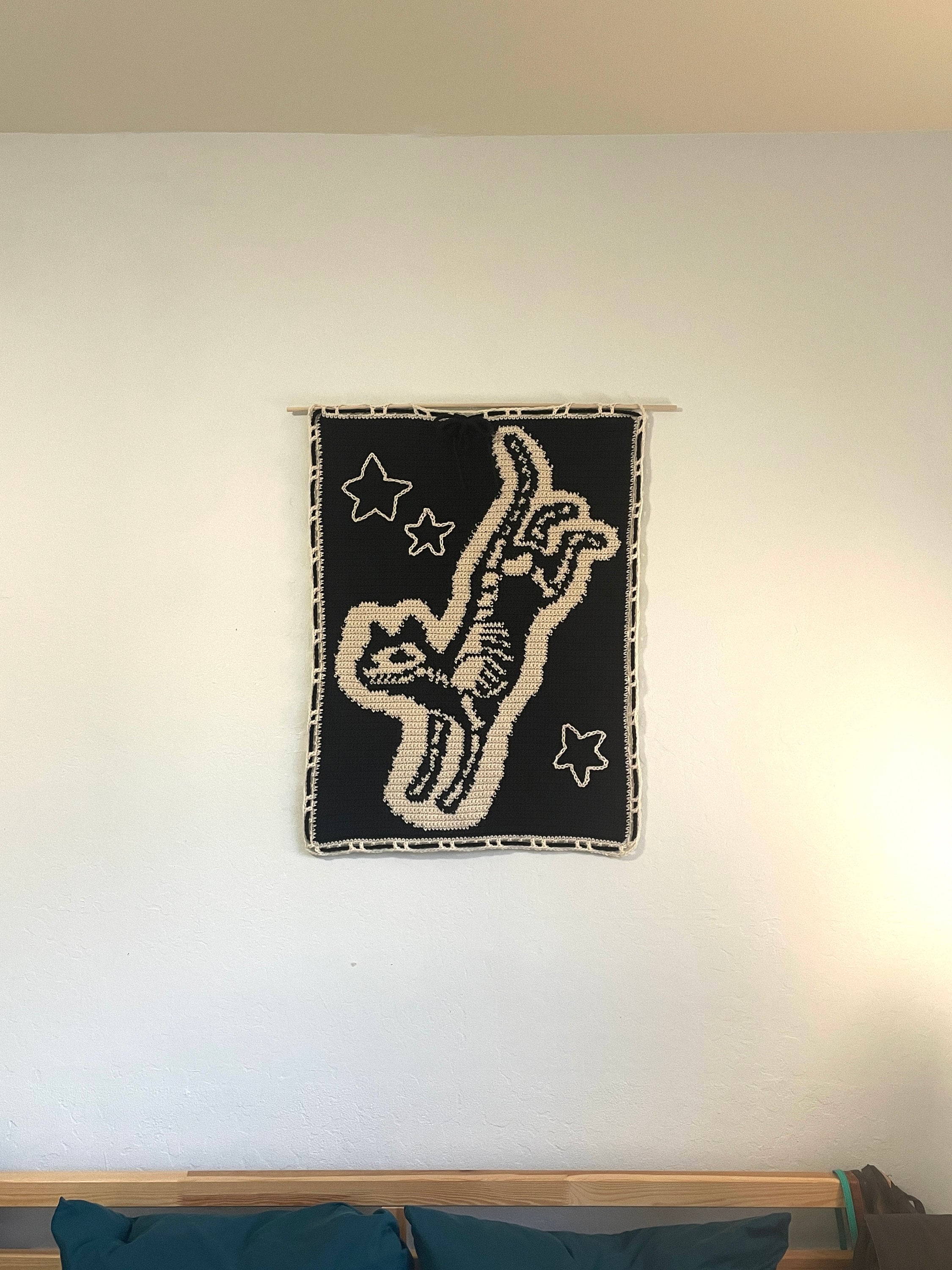 X-Ray Kitty Crochet Tapestry Pattern / Wall Hanging / Wall Art / Instant Download / Decor / Cats