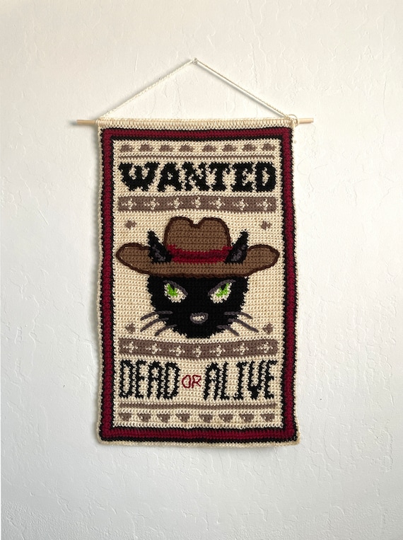 Wanted Kitty Crochet Tapestry Pattern / Wall Hanging / Wall Art