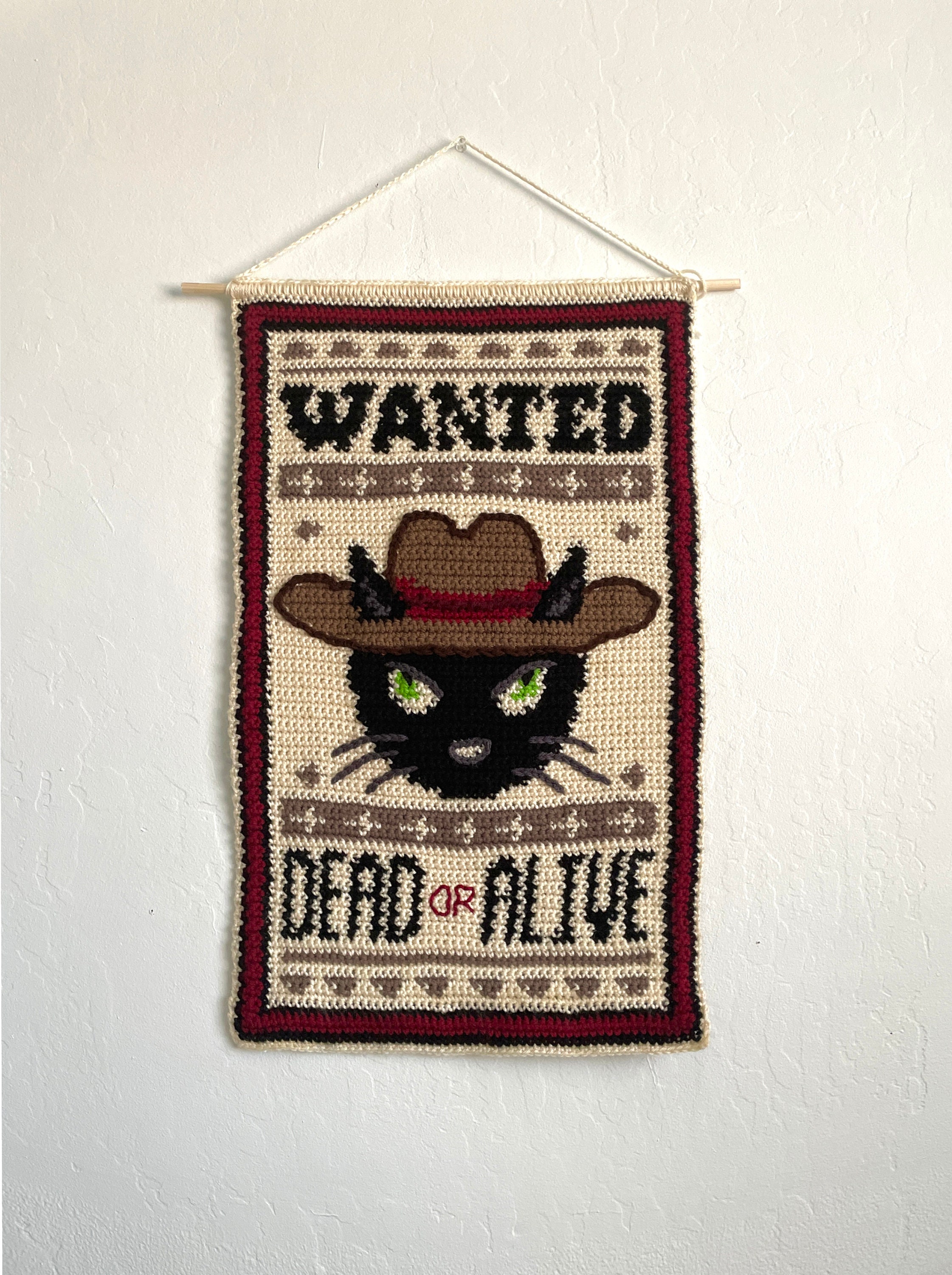 Wanted Kitty Crochet Tapestry Pattern / Wall Hanging / Wall Art