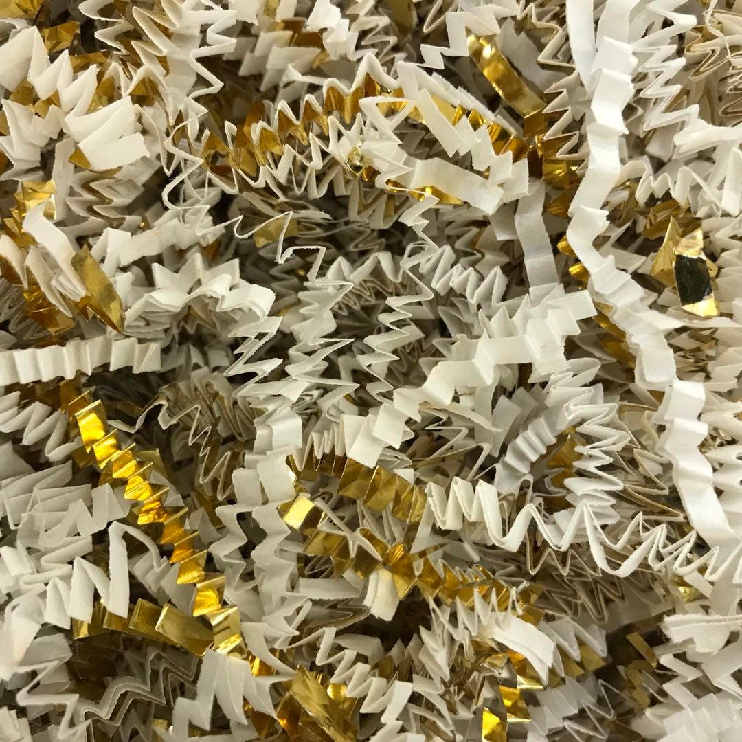 White & Gold Metallic Gift Basket Shred Crinkle Paper Grass Etsy