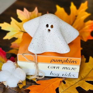 Handmade Ceramic Ghost Figurine/ Speckled Rustic Ghost