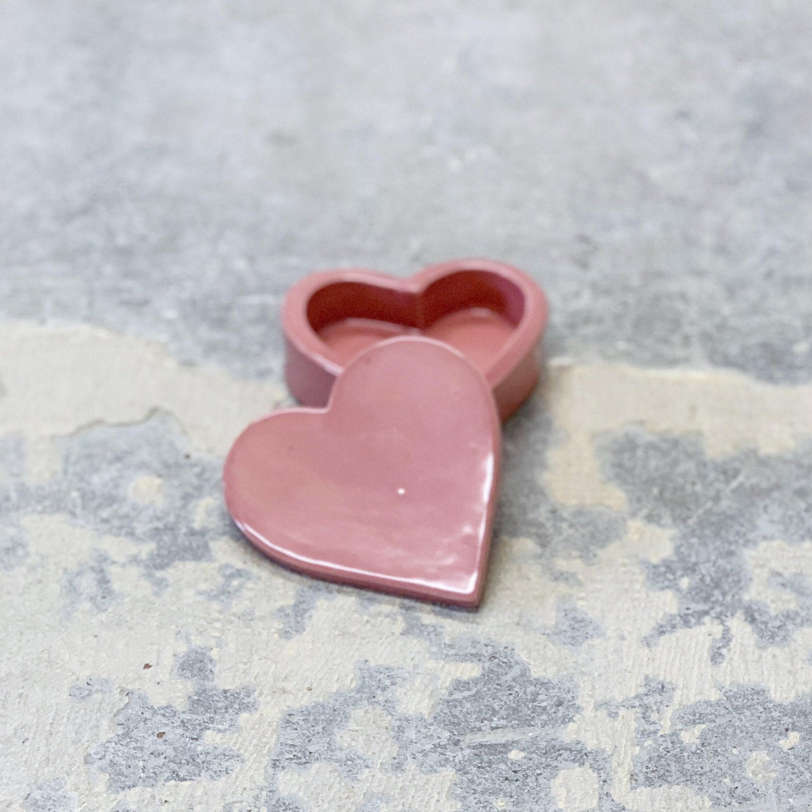 Handmade Clay Ceramic Pink Heart Box/jewelry Box - Etsy