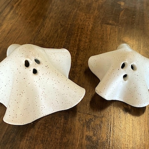 Handmade Clay Ceramic Ghost/ Speckled Rustic Ghost Set